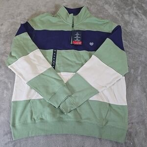 Chaps Ralph‎ Lauren Sweatshirt Mens XL Green/Navy 1/4 Zip Everyday Fleece Casual